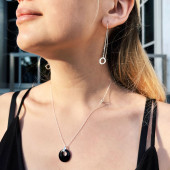 Lantisor din argint cu pandantiv cristal negru DiAmanti DIA31792-Black
